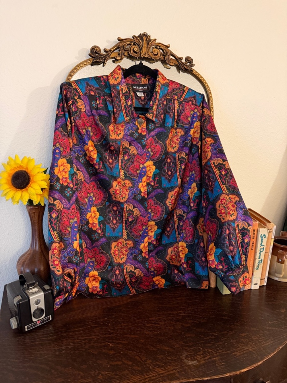 Vintage Notations Multicolor Paisley Floral Button-Up Shirt